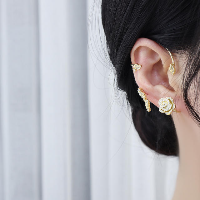 Cubic zircon camellia ear wrap