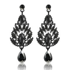 Luxury all black diamond dangle earrings