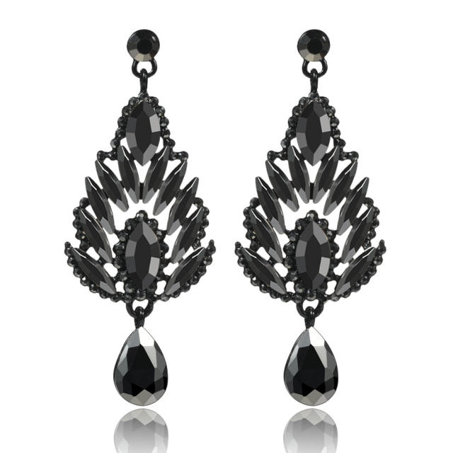 Luxury all black diamond dangle earrings