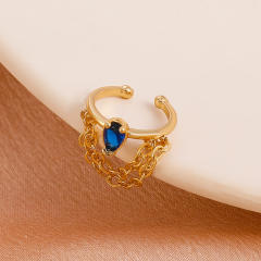Metal chain drop CZ ear cuff