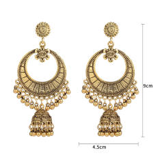 Vintage tiny metal beads jhumka earrings