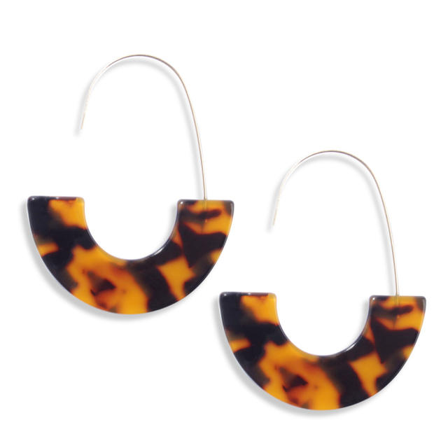 New leopard print hawksbill acrylic acetate plate U-shaped earrings