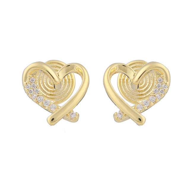 Diamond heart clip on earrings