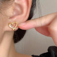 Diamond heart clip on earrings
