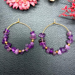 Natural crystal boho hoop earrings