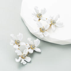 Boho color flower triangle shaped ear studs