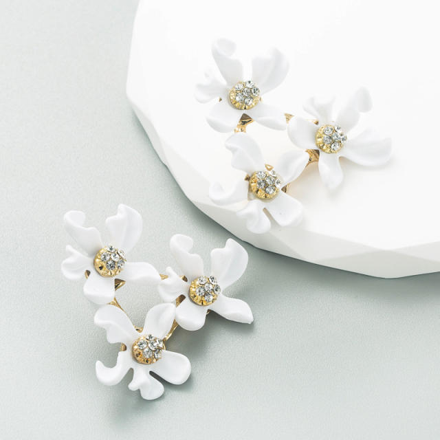 Boho color flower triangle shaped ear studs