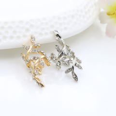 Rhinestone leaf ear cuff