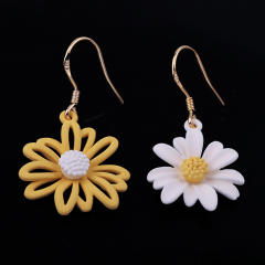 Daisy flower drop earrings clip on earrings