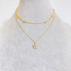 Two layer tiny heart dainty stainless steel necklace
