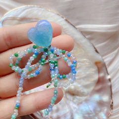 Spring summer handmade beaded bow heart earrings