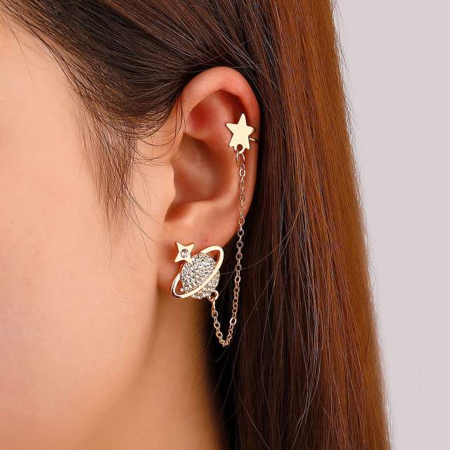 One piece diamond planet star ear cuff