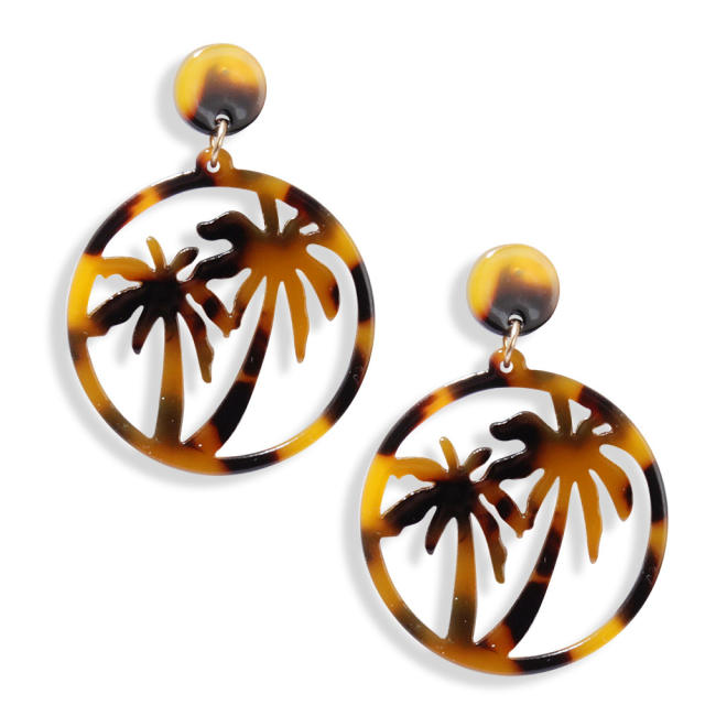 Creative summer coconut acetate plate round earrings
