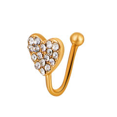 Diamond heart U shape ear cuff