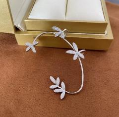 Rhinestone leaf design ear wrap