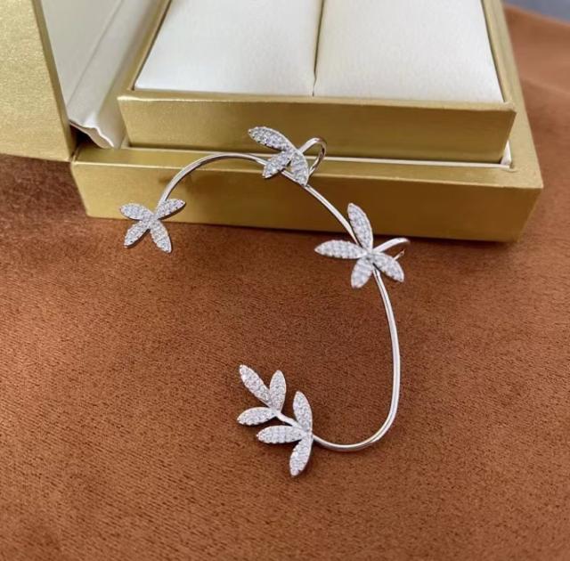 Rhinestone leaf design ear wrap
