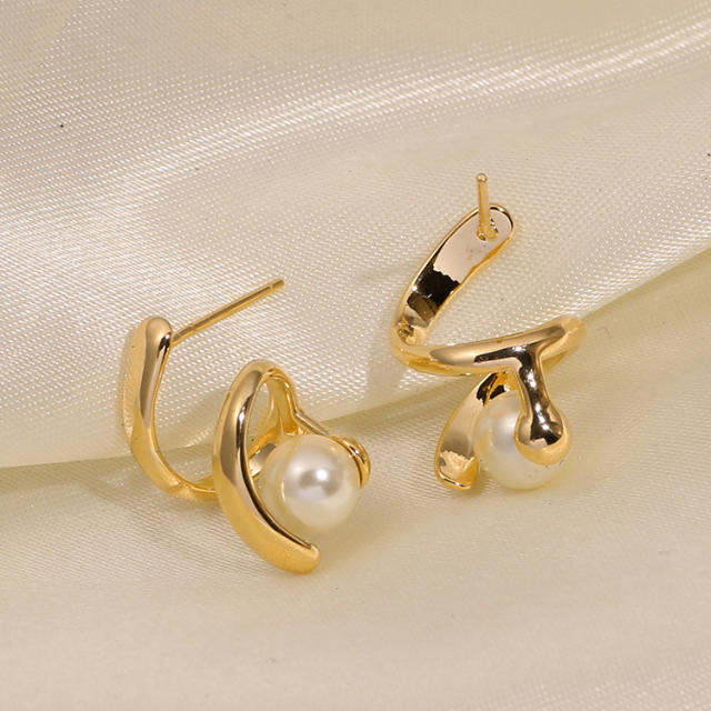 925 sterling silver needle pearl clip on earrings