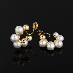 Pearl bead hoop clip on earrings