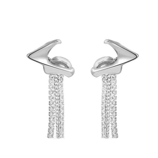 Diamond tassel ear cuff