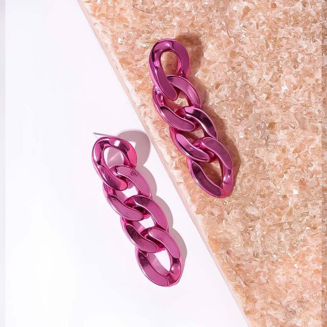 INS personalized electroplated UV acrylic chain earrings