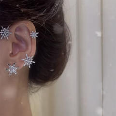 Diamond snowflake wrap cartilage earrings