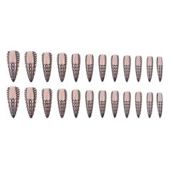 Checkered gliter women false nails