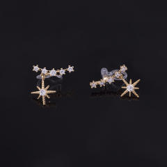 Diamond star drop earrings clip on earrings