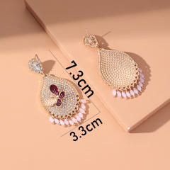 Pave setting rhinestone butterfly dangle earrings