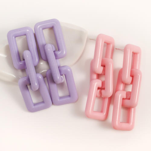 Colorful acrylic chain dangle earrings