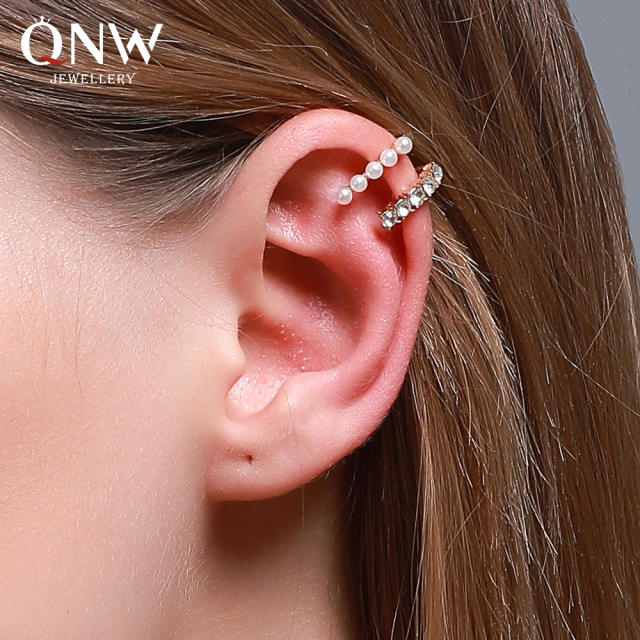 Rhinestone beaded 2 layer ear cuff