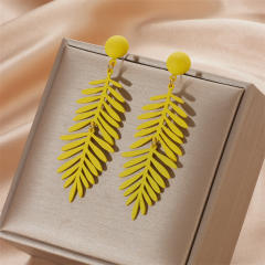 Color acrylic leaf dangle earrings for summer