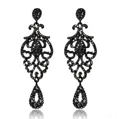 Vintage hollow design all black dangle earrings for women