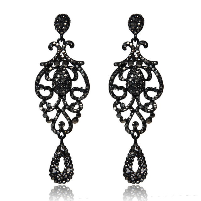 Vintage hollow design all black dangle earrings for women