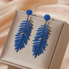 Color acrylic leaf dangle earrings for summer