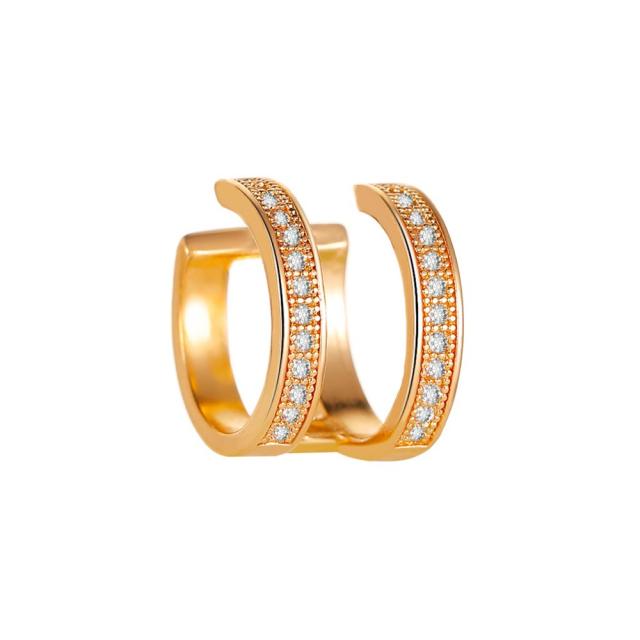Diamond two layer hollow ear cuff