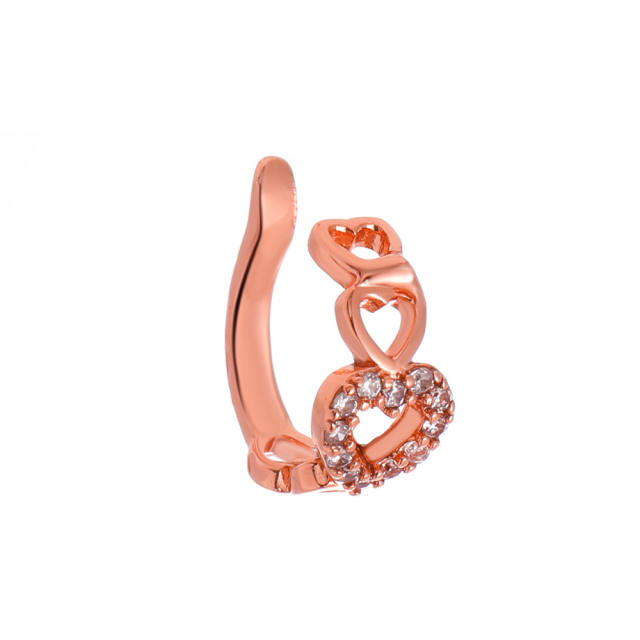 Diamond heart hollow ear cuff