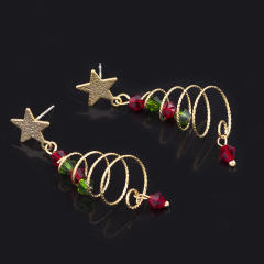 Christmas tree clip on earrings dangle earrings