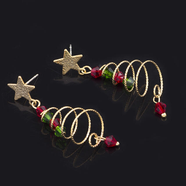 Christmas tree clip on earrings dangle earrings