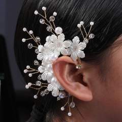 Elegant white bloom flower ear wrap