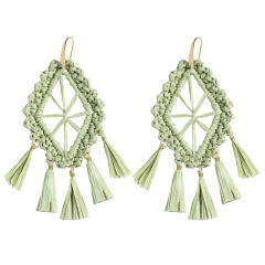 Boho handmade straw hollow dangle earrings