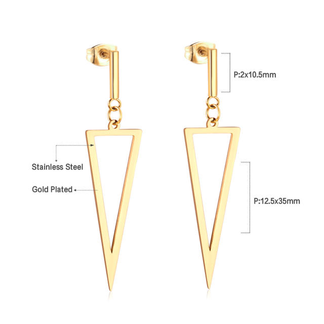Stainless steel geometric square ring dangle earrings