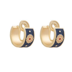 Vintage daisy C shaped clip on earrings