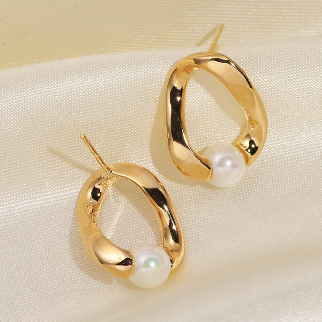 925 Sterling silver needle pearl clip on earrings