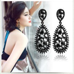 Black color diamond drop earrings