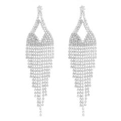 Luxury pave setting rhinestone tassel wedding earrings