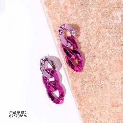 INS personalized electroplated UV acrylic chain earrings
