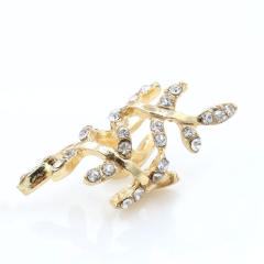 Rhinestone leaf ear cuff