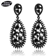 Black color diamond drop earrings