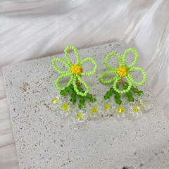 Summer design handmade beaded flower dangle earrings