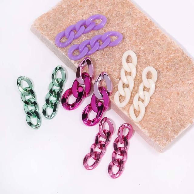 INS personalized electroplated UV acrylic chain earrings